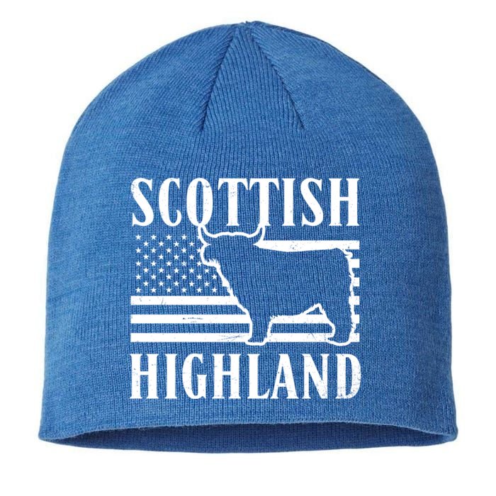 Patriotic Us American Flag 4th July Design Highland Cow Gift Sustainable Beanie