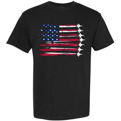 Patriotic USA American Flag Air Show Jets Garment-Dyed Heavyweight T-Shirt