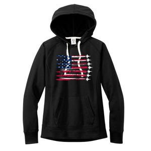 Patriotic USA American Flag Air Show Jets Women's Fleece Hoodie