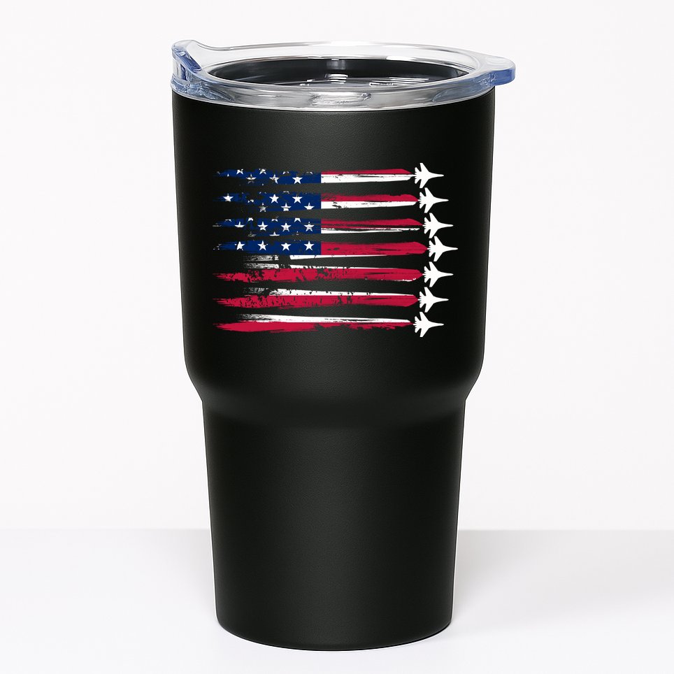 Patriotic USA American Flag Air Show Jets Tumbler