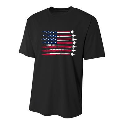 Patriotic USA American Flag Air Show Jets Youth Performance Sprint T-Shirt