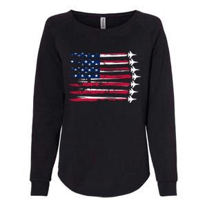 Patriotic USA American Flag Air Show Jets Womens California Wash Sweatshirt