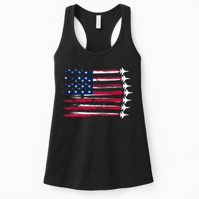 Patriotic USA American Flag Air Show Jets Womens Tank Top
