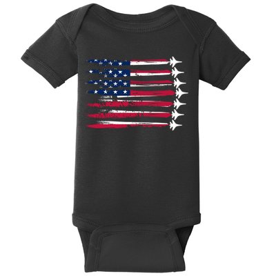 Patriotic USA American Flag Air Show Jets Baby Bodysuit