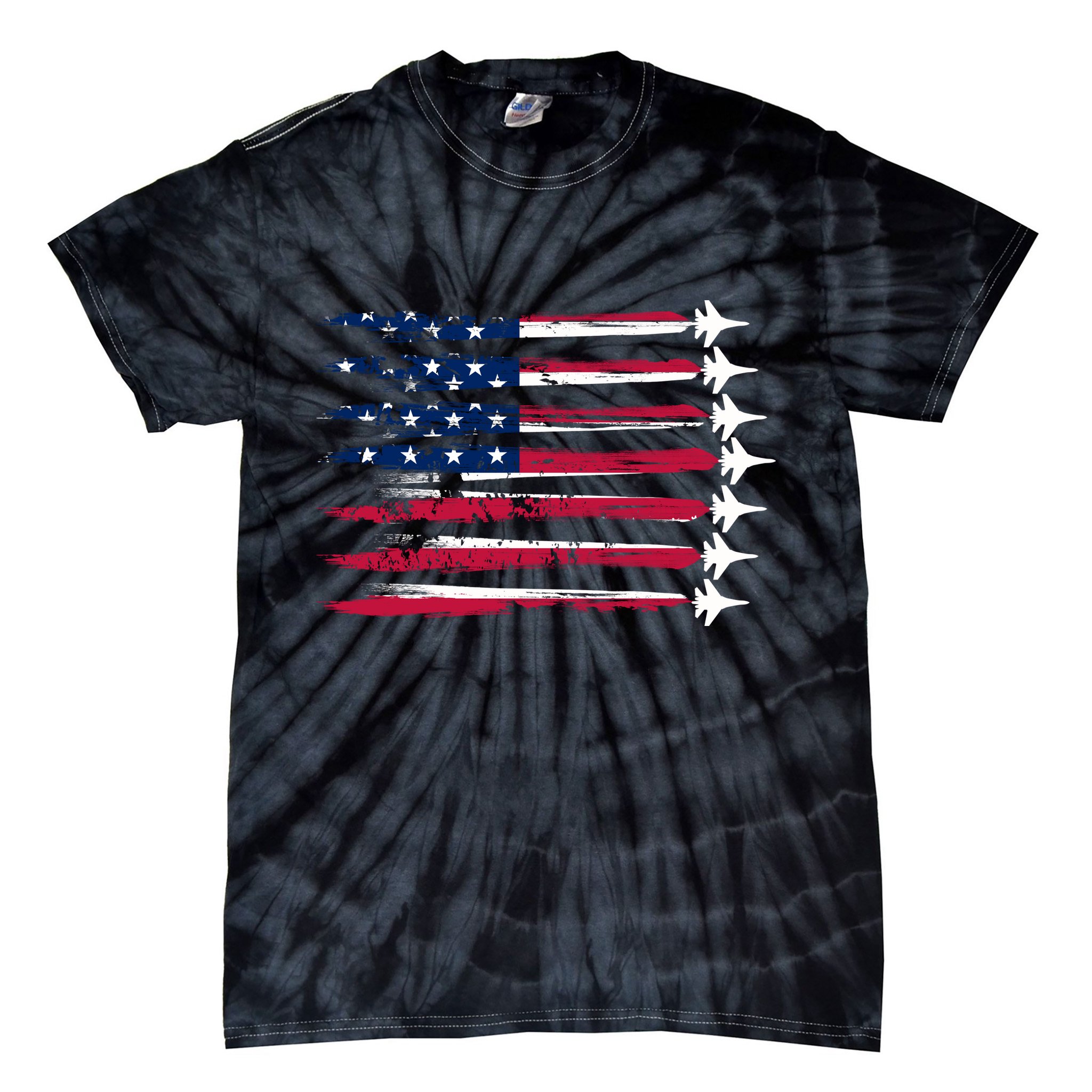 Patriotic USA American Flag Air Show Jets Tie-Dye T-Shirt
