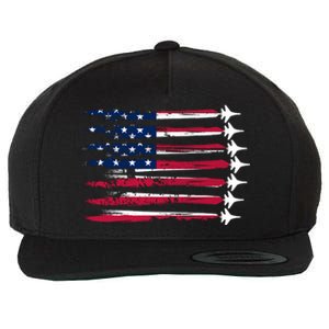 Patriotic USA American Flag Air Show Jets Wool Snapback Cap