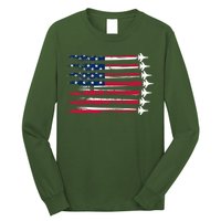 Patriotic USA American Flag Air Show Jets Long Sleeve Shirt