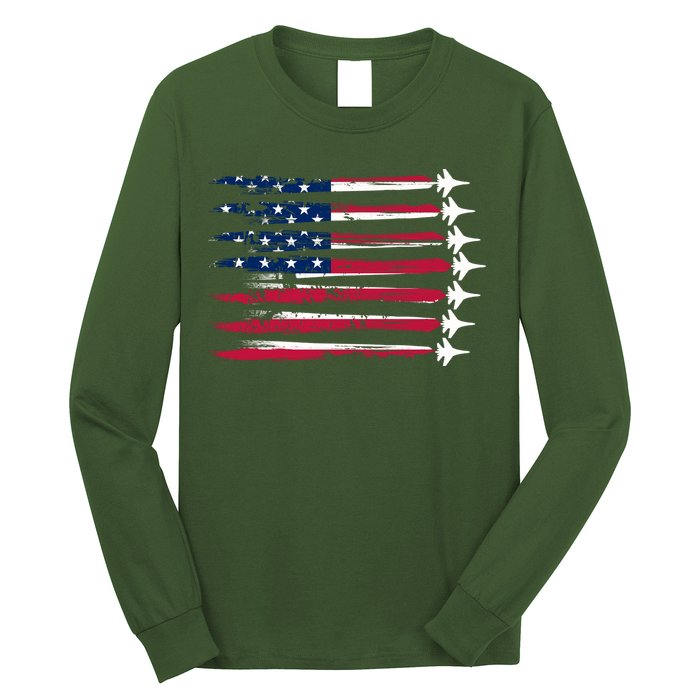 Patriotic USA American Flag Air Show Jets Long Sleeve Shirt