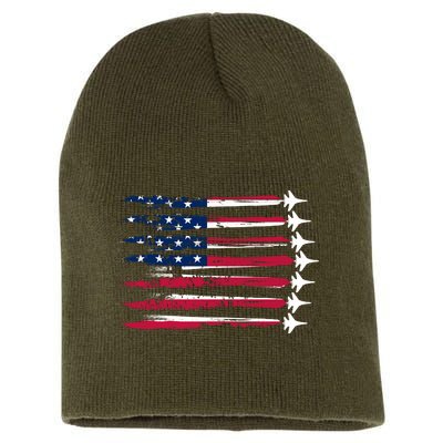 Patriotic USA American Flag Air Show Jets Short Acrylic Beanie