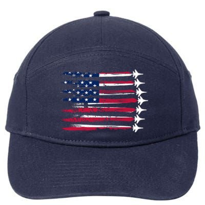 Patriotic USA American Flag Air Show Jets 7-Panel Snapback Hat