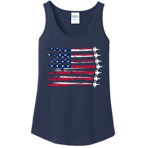 Patriotic USA American Flag Air Show Jets Ladies Essential Tank