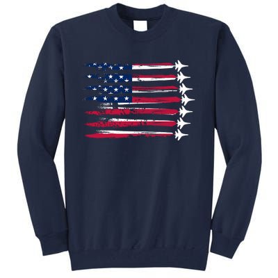 Patriotic USA American Flag Air Show Jets Tall Sweatshirt