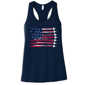 Patriotic USA American Flag Air Show Jets Women's Racerback Tank