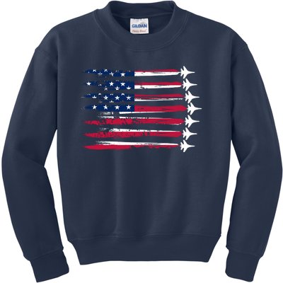 Patriotic USA American Flag Air Show Jets Kids Sweatshirt