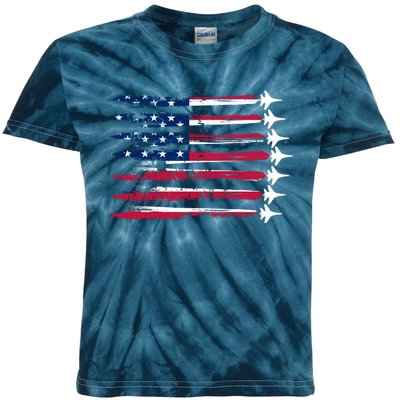 Patriotic USA American Flag Air Show Jets Kids Tie-Dye T-Shirt