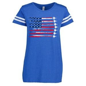 Patriotic USA American Flag Air Show Jets Enza Ladies Jersey Football T-Shirt