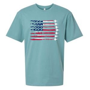 Patriotic USA American Flag Air Show Jets Sueded Cloud Jersey T-Shirt