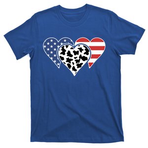 Patriotic Usa American Flag Heart Love Cow Print Us Flag Meaningful Gift T-Shirt