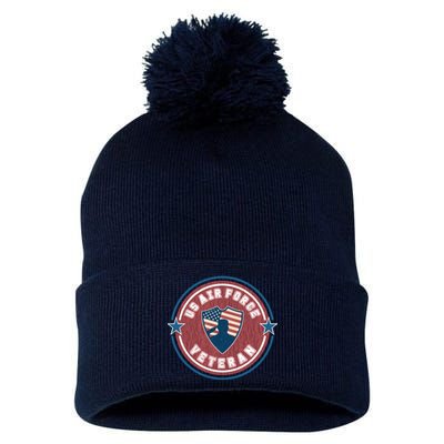 Proud US Air Force Veteran Pom Pom 12in Knit Beanie