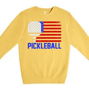 Pickeball USA American Flag Premium Crewneck Sweatshirt