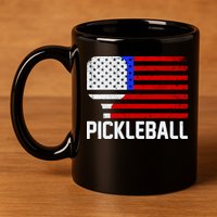 Pickeball USA American Flag 11oz C Handle Ceramic Mug
