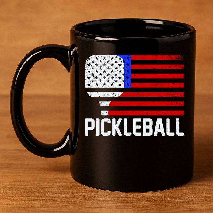 Pickeball USA American Flag 11oz C Handle Ceramic Mug