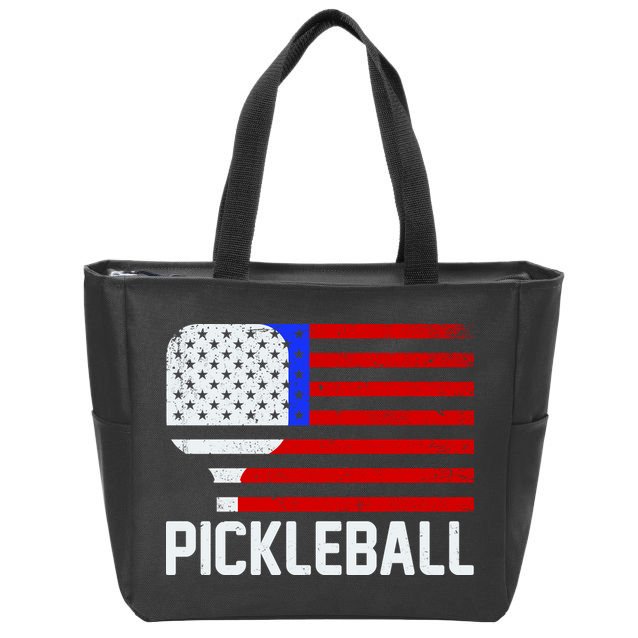 Pickeball USA American Flag Zip Tote Bag