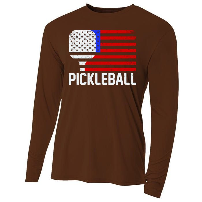 Pickeball USA American Flag Cooling Performance Long Sleeve Crew