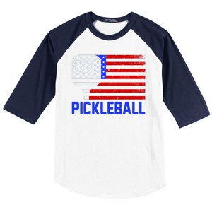 Pickeball USA American Flag Baseball Sleeve Shirt