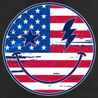 Patriotic USA American Flag Smiley Emoji 7 Panel Mesh Trucker Snapback Hat