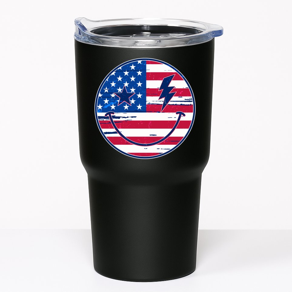 Patriotic USA American Flag Smiley Emoji Tumbler