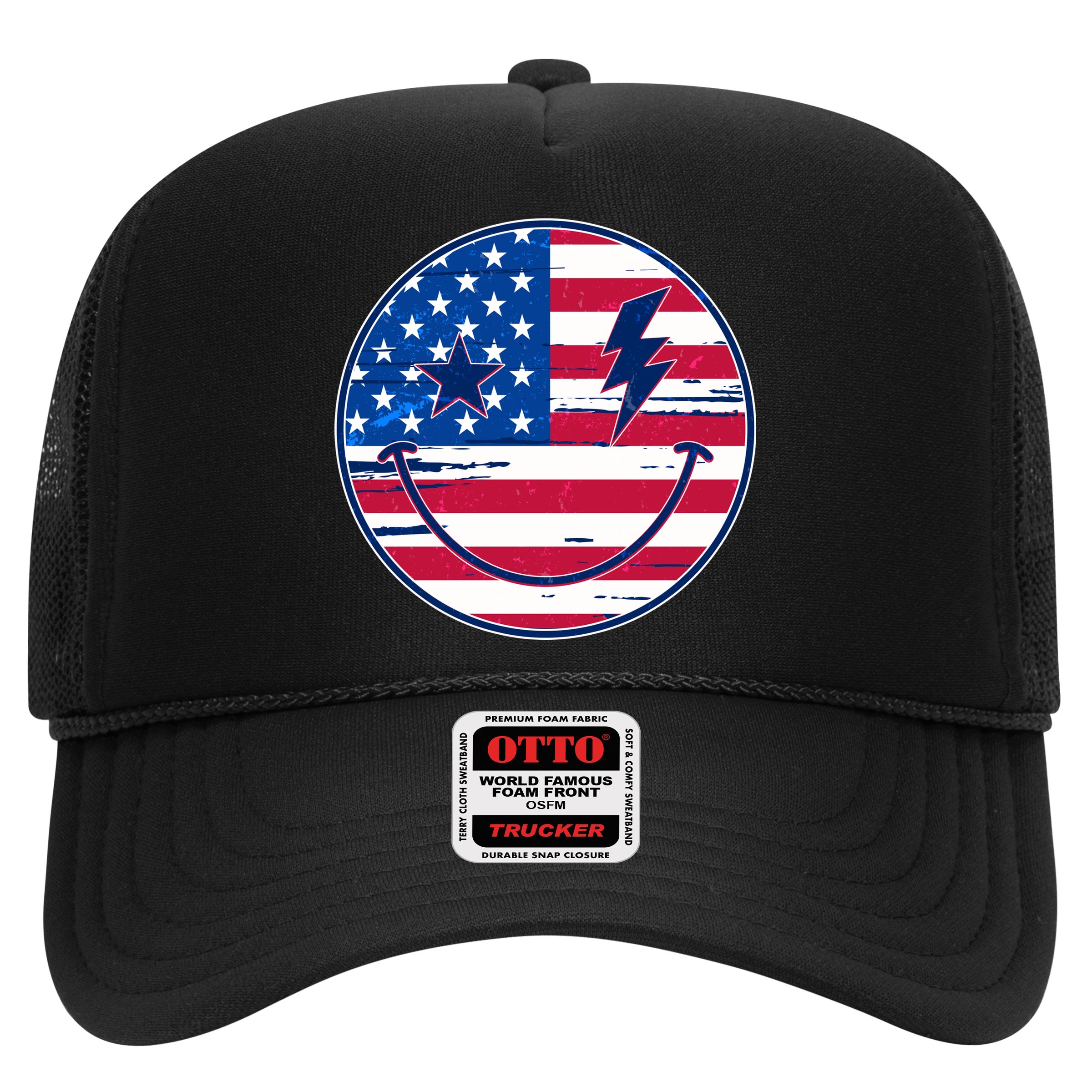 Patriotic USA American Flag Smiley Emoji Hat