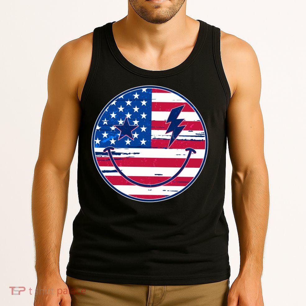 Patriotic USA American Flag Smiley Emoji Tank Top