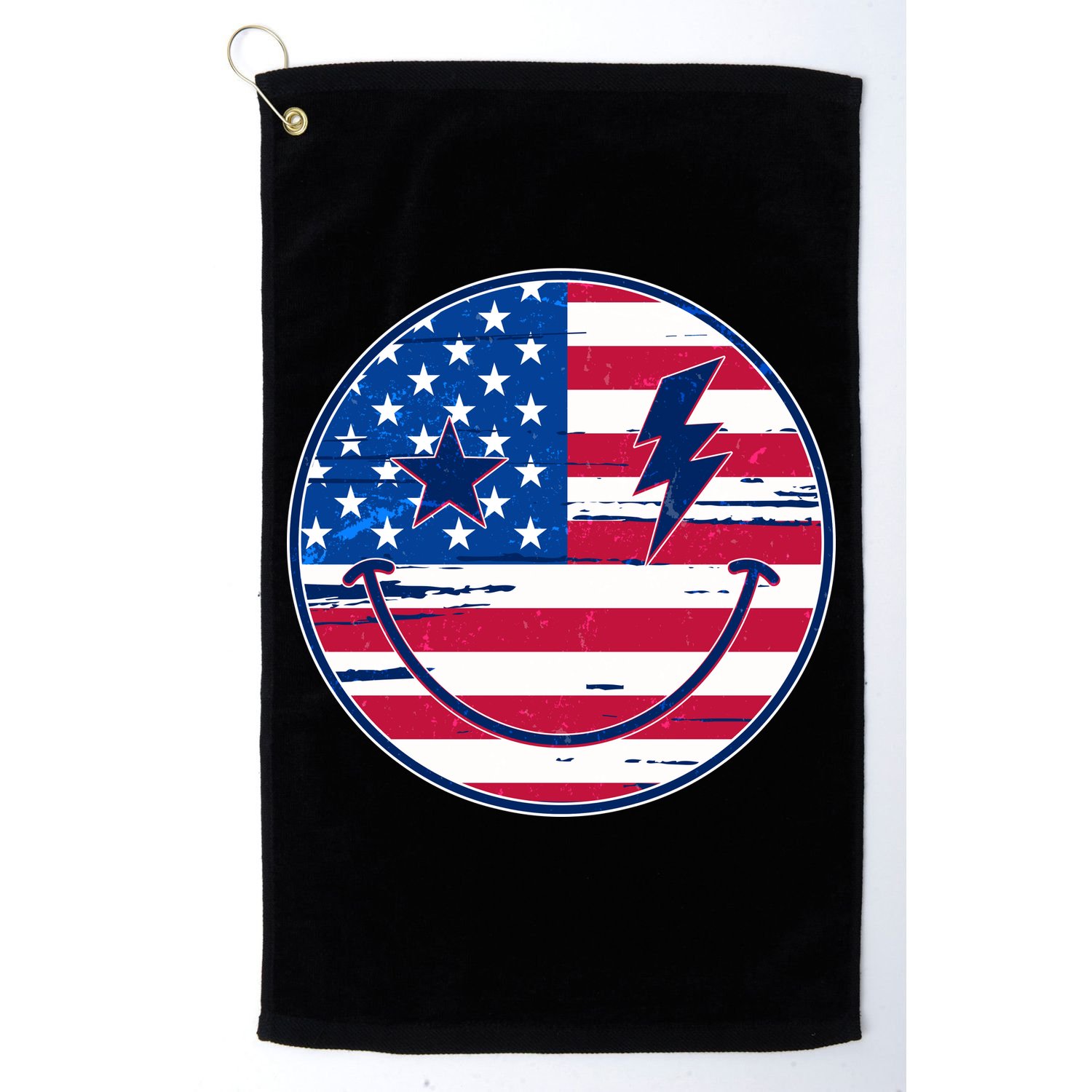 Patriotic USA American Flag Smiley Emoji Golf Towel