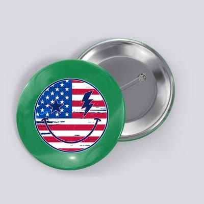 Patriotic USA American Flag Smiley Emoji Button