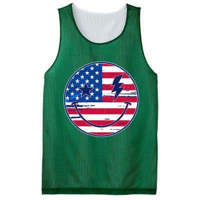Patriotic USA American Flag Smiley Emoji Mesh Reversible Basketball Jersey Tank
