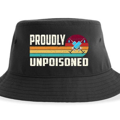 Proudly Unpoisoned Antivax No Vax Anti Vaccine Vintage Retro Sustainable Bucket Hat