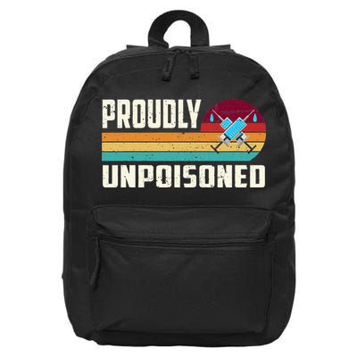 Proudly Unpoisoned Antivax No Vax Anti Vaccine Vintage Retro 16 in Basic Backpack