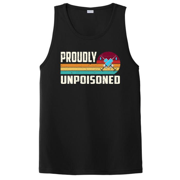 Proudly Unpoisoned Antivax No Vax Anti Vaccine Vintage Retro PosiCharge Competitor Tank