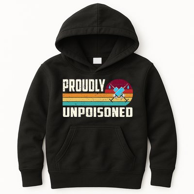Proudly Unpoisoned Antivax No Vax Anti Vaccine Vintage Retro Kids Hoodie