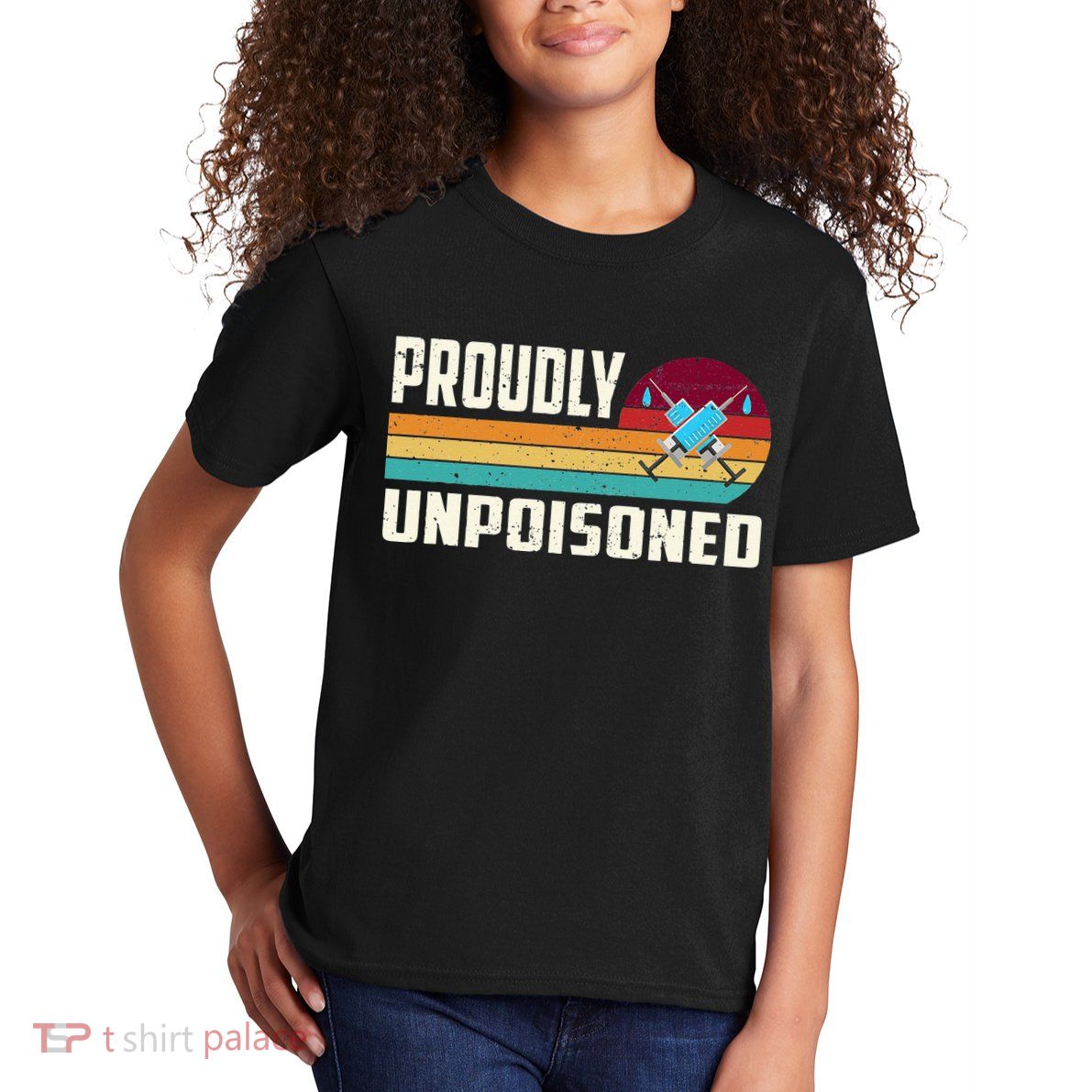 Proudly Unpoisoned Antivax No Vax Anti Vaccine Vintage Retro Kids T-Shirt
