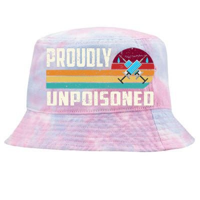 Proudly Unpoisoned Antivax No Vax Anti Vaccine Vintage Retro Tie-Dyed Bucket Hat