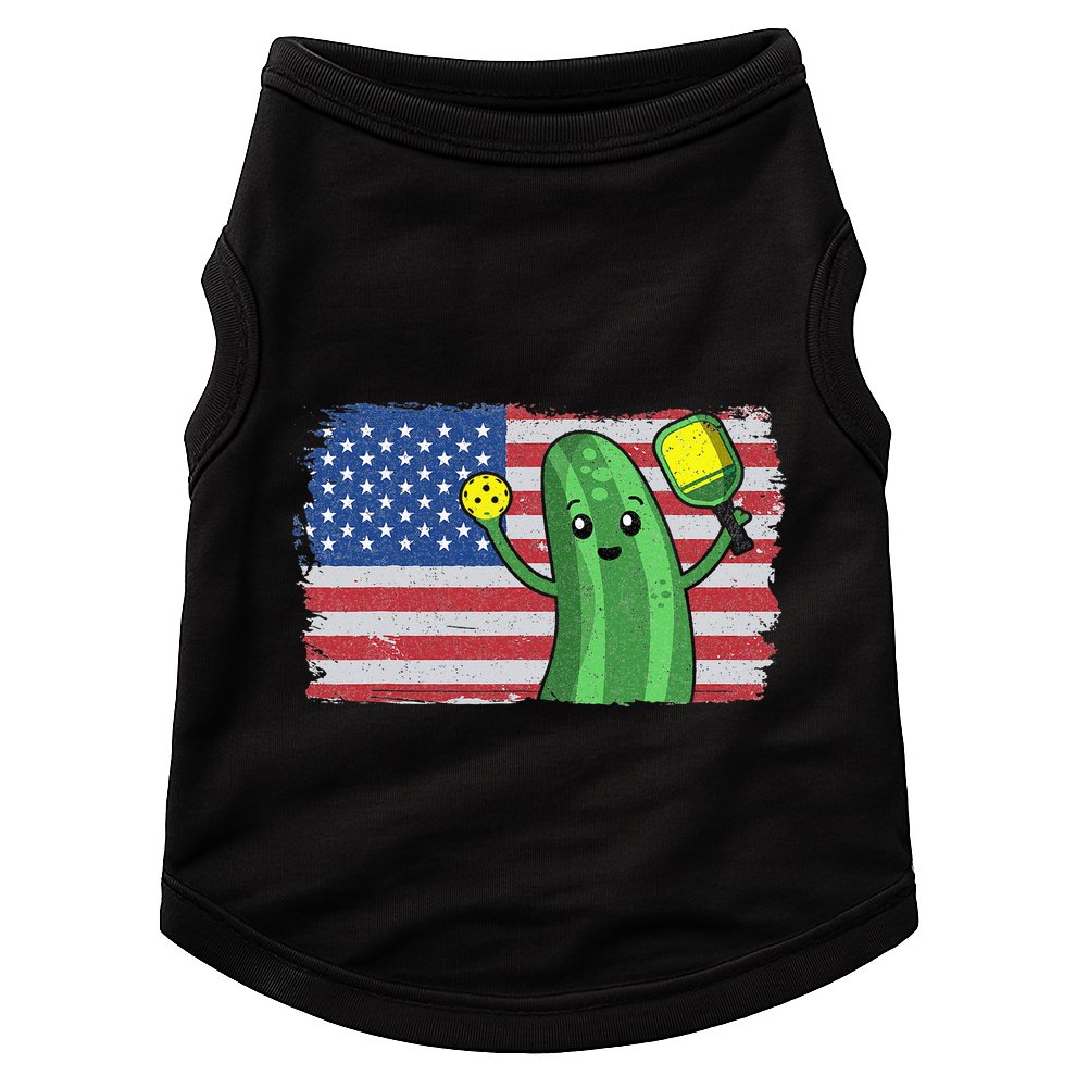 Pickleball US American Flag Pickle With Paddle Pickle Ball Doggie Tank