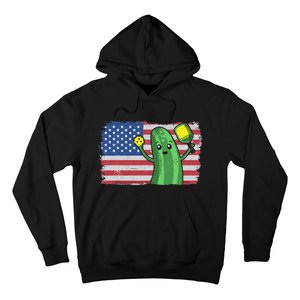 Pickleball US American Flag Pickle With Paddle Pickle Ball Hoodie