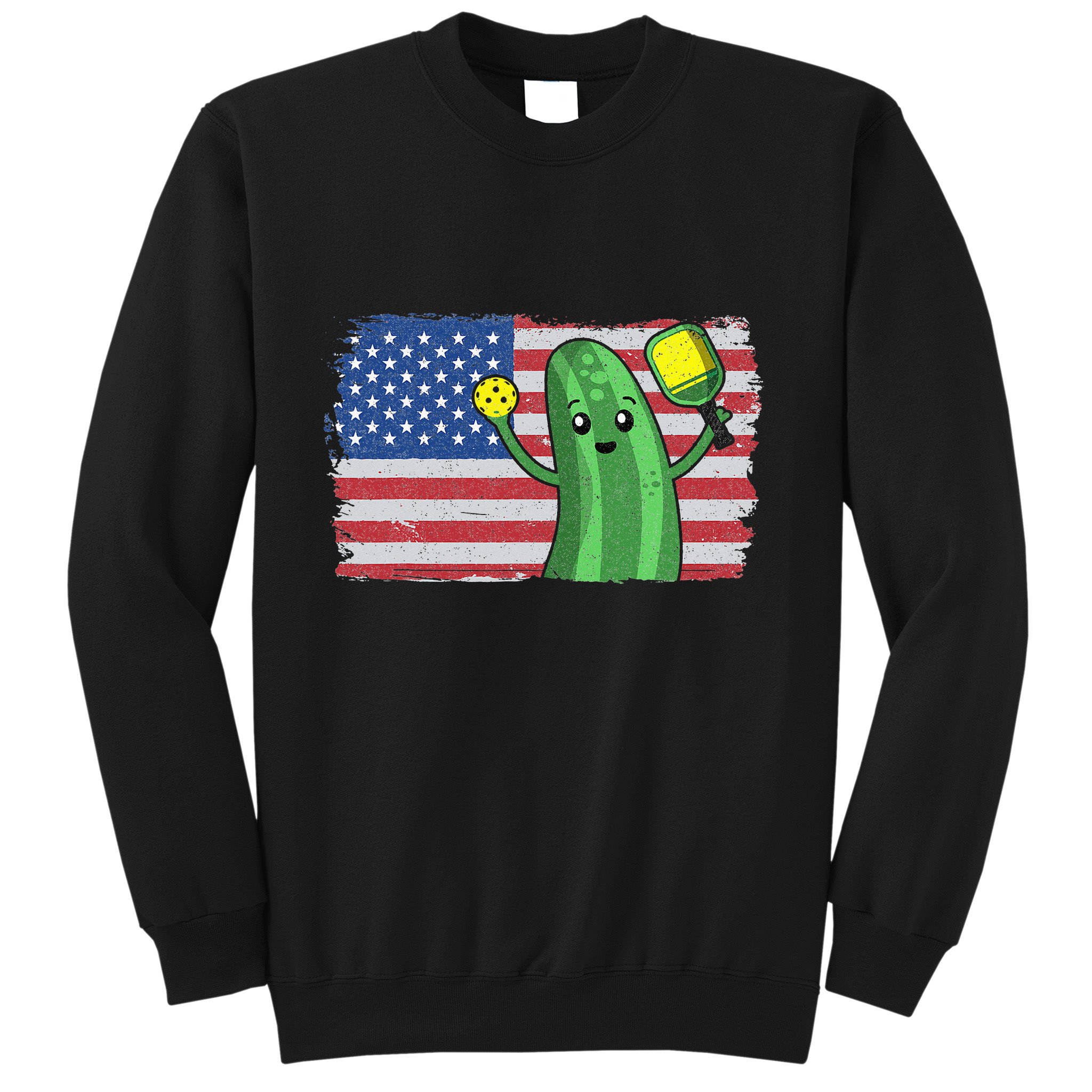 Pickleball US American Flag Pickle With Paddle Pickle Ball Sweatshirt