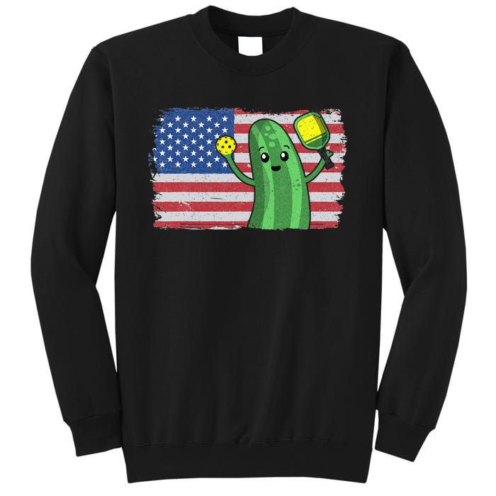 Pickleball US American Flag Pickle With Paddle Pickle Ball Sweatshirt