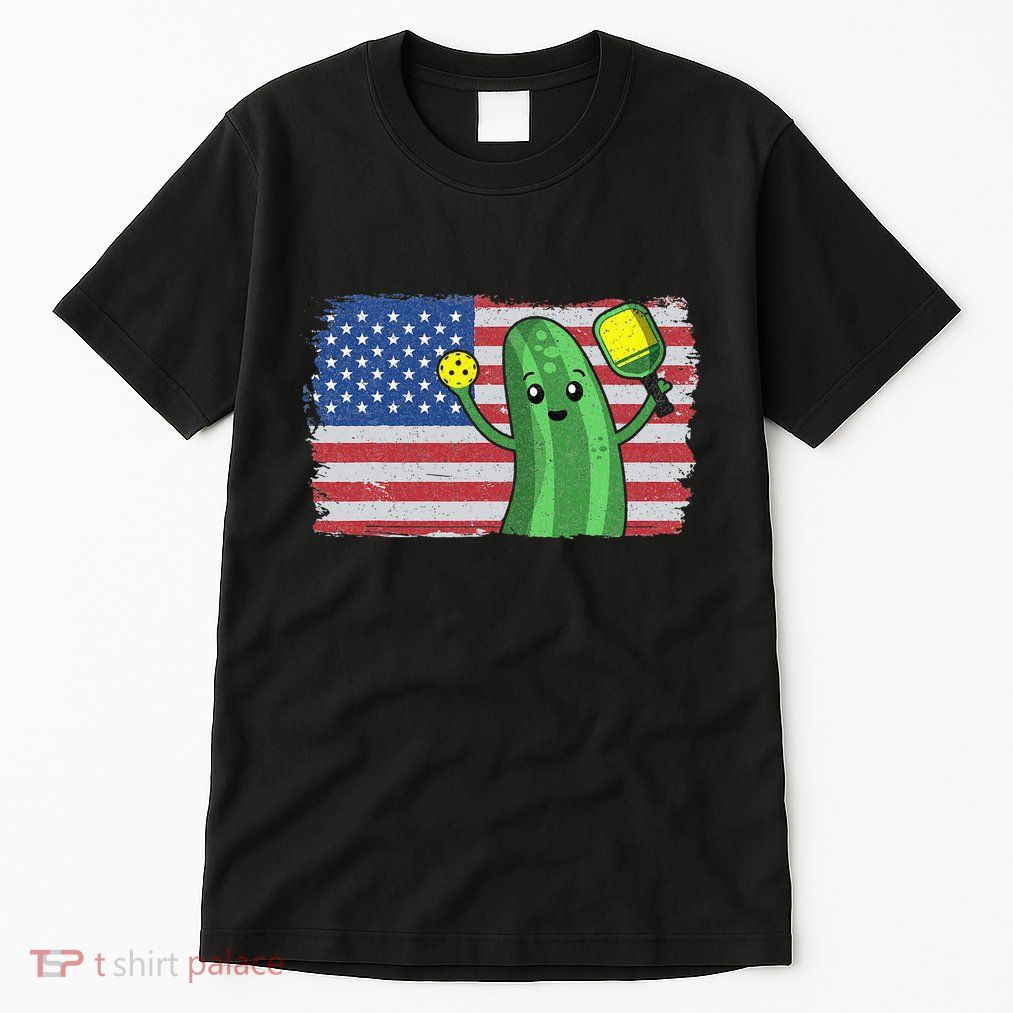 Pickleball US American Flag Pickle With Paddle Pickle Ball Tall T-Shirt