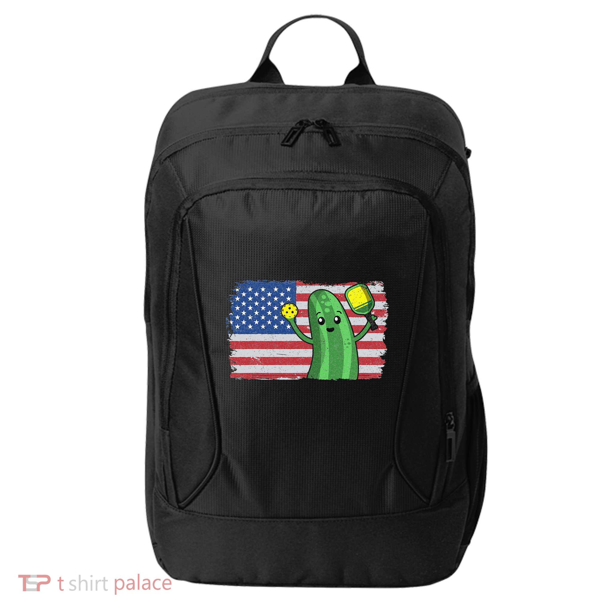 Pickleball US American Flag Pickle With Paddle Pickle Ball City Backpack