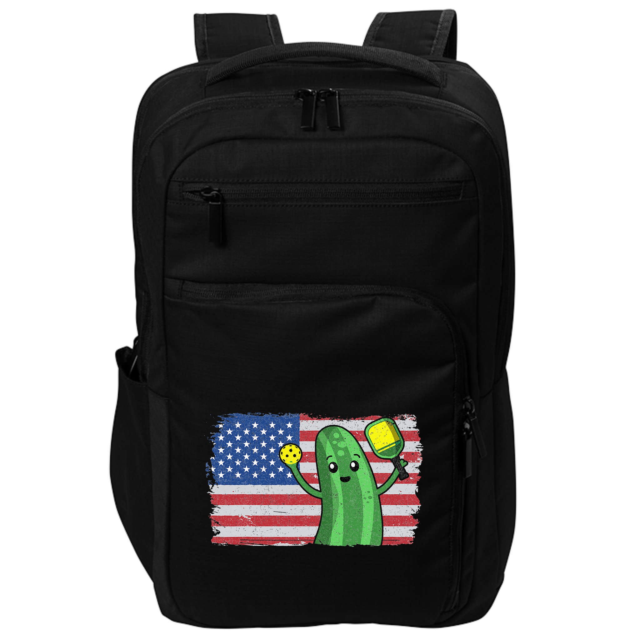 Pickleball US American Flag Pickle With Paddle Pickle Ball Impact Tech Backpack