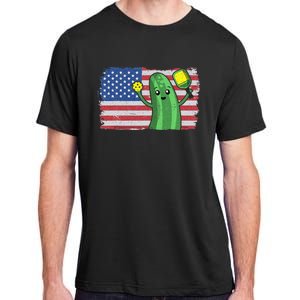 Pickleball US American Flag Pickle With Paddle Pickle Ball Adult ChromaSoft Performance T-Shirt